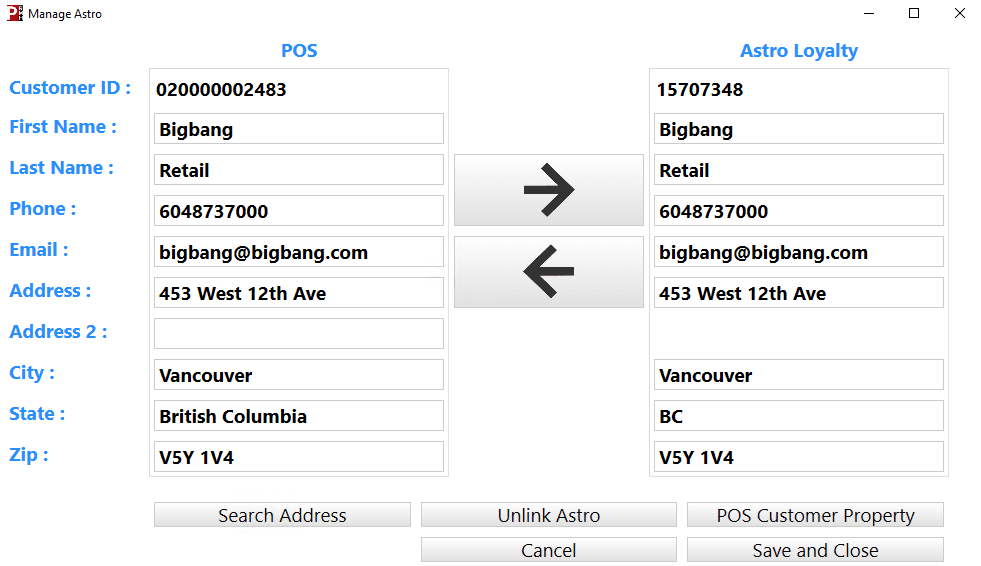manage astro customer account